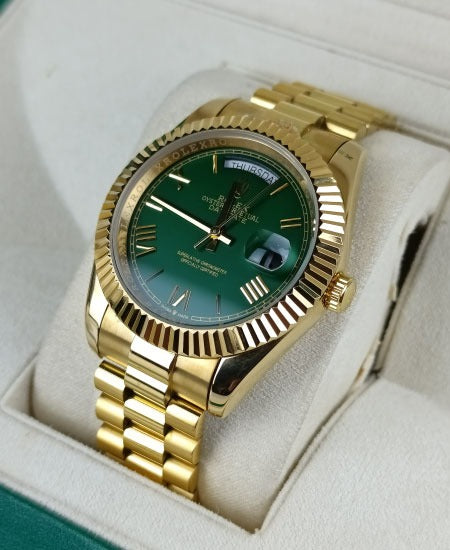 Elite RLX Day-Date Gold Chain Green Dial