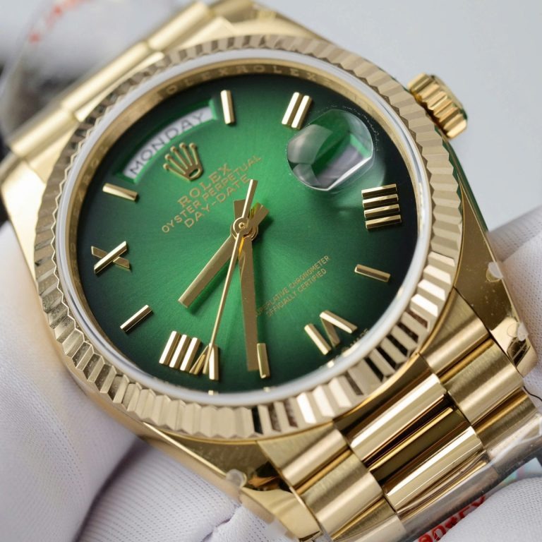 Elite RLX Day-Date Gold Chain Green Dial