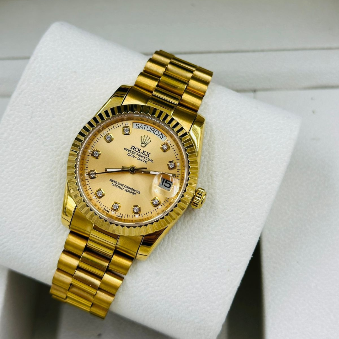 Elite Rolex Day-Date Gold Chain Watch